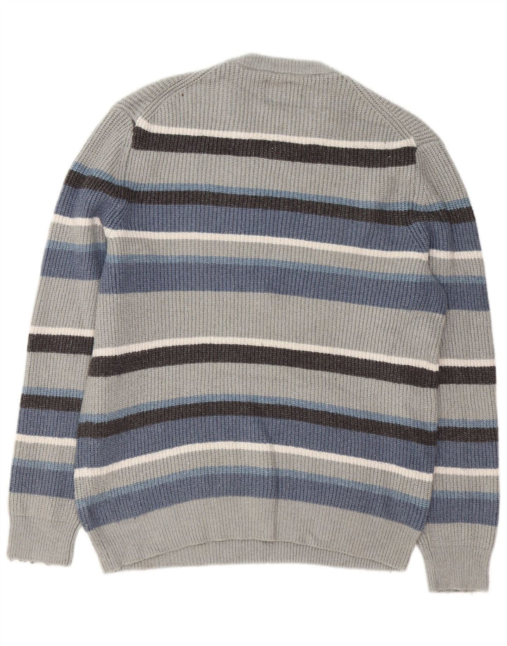 Marks & Spencer Herre sweater med rund hals, stor grå stribet polyamid