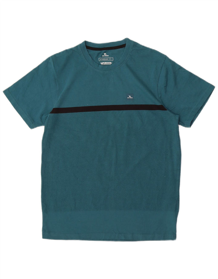 Rip Curl Herre Standard Fit T-Shirt Top Lille Blå Stribet Bomuld