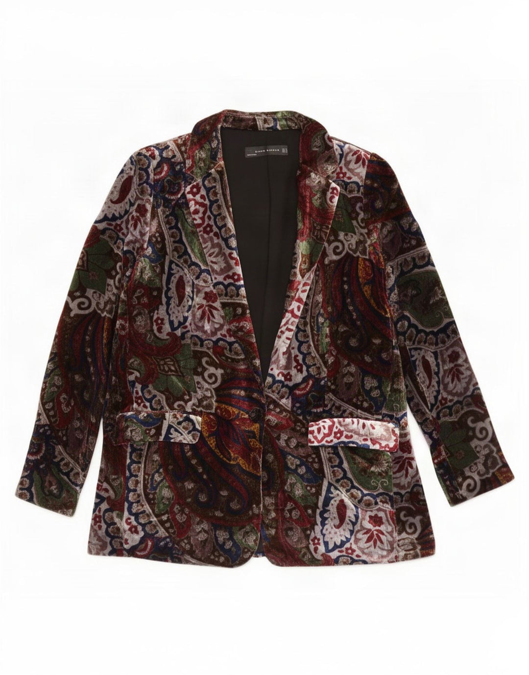 Zara Dame 1-knaps blazerjakke UK14 Medium Flerfarvet Paisley