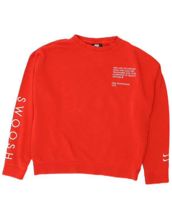 Nike Girls Swoosh Graphic Standard Fit Sweatshirt Jumper 13-14 år XL Rød