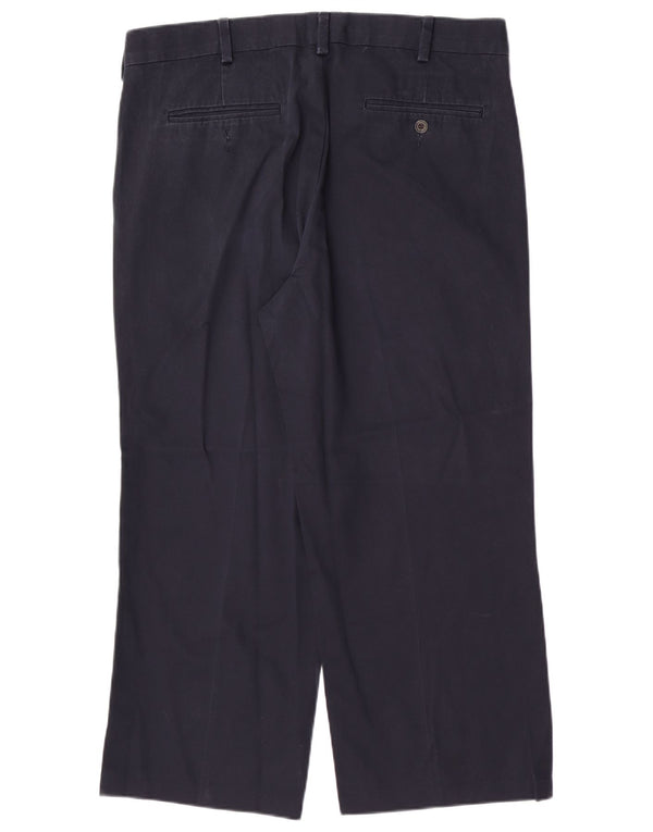 Eddie Bauer Mens Straight Cropped Trousers W36 L25 Navy Blue Cotton