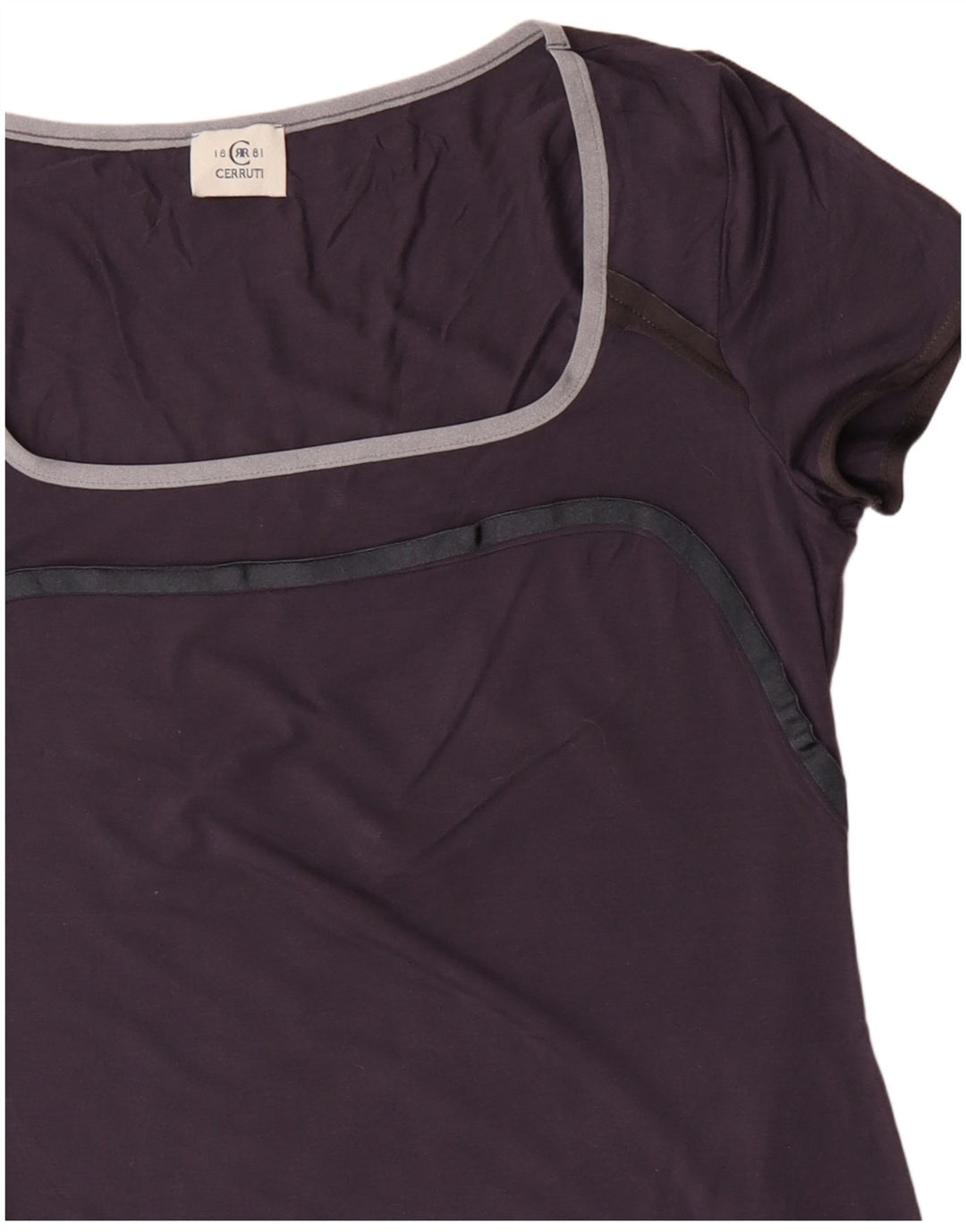 CERRUTI 1881 Dame T-Shirt Top UK 12 Medium Navy Blue Viscose