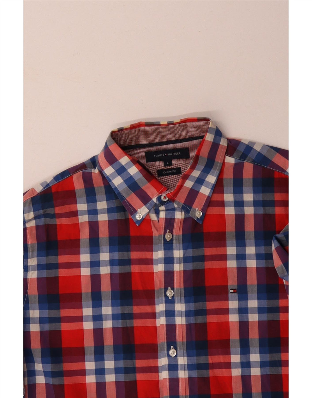 TOMMY HILFIGER Herre Custom Fit skjorte Stor flerfarvet ternet bomuld