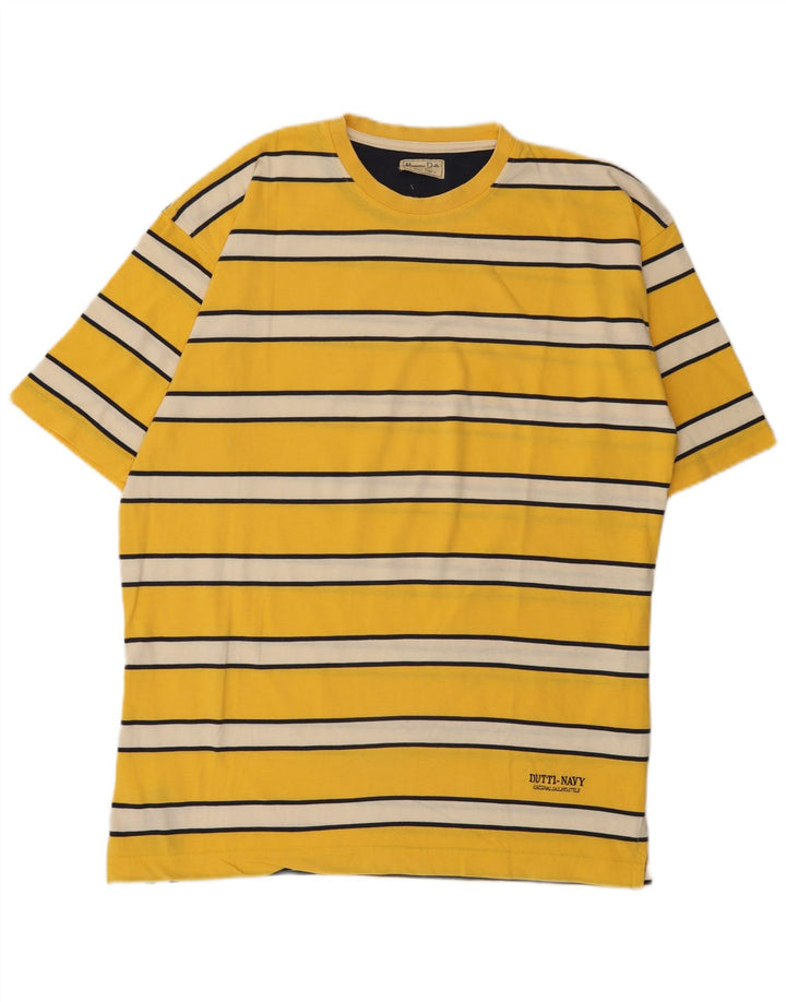 Massimo Dutti Herre T-Shirt Top XL Gul Stribet