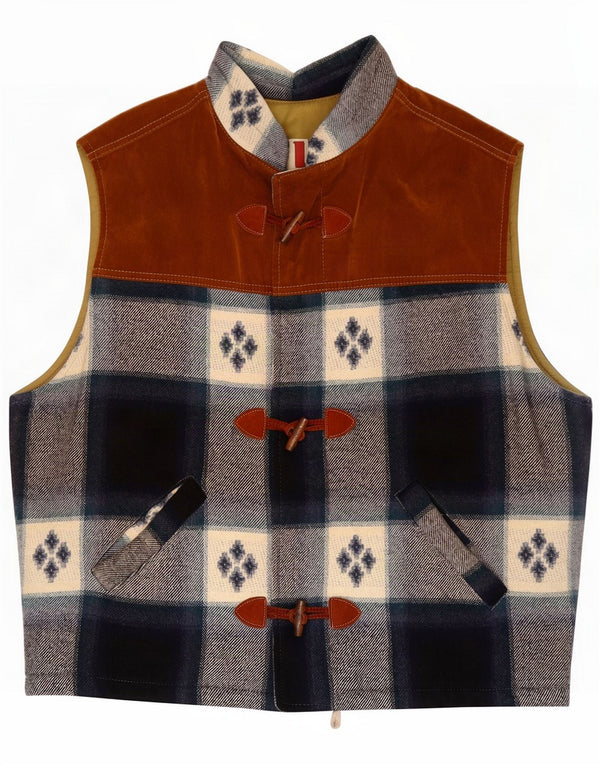 Vintage Herre Gilet UK 42 XL Flerfarvet Check