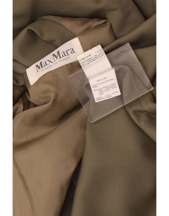Max Mara Dame Oversized Overfrakke UK 14 Stor Khaki Wool