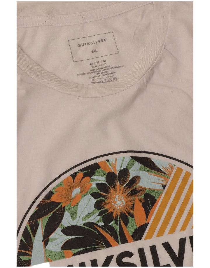 Quiksilver Dame Regular Fit Grafisk T-Shirt Top UK 14 Medium Hvid Bomuld