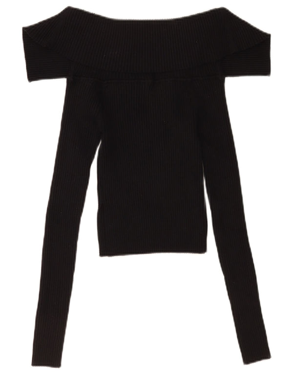 Zara Dame Crop Top Langærmet UK 8 Lille Sort