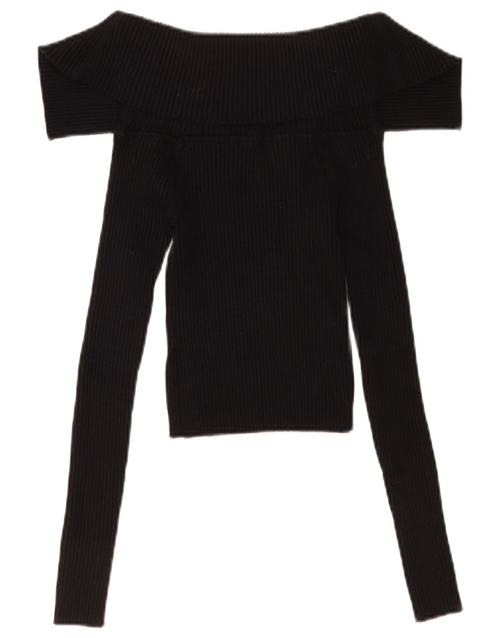 Zara Dame Crop Top Langærmet UK 8 Lille Sort