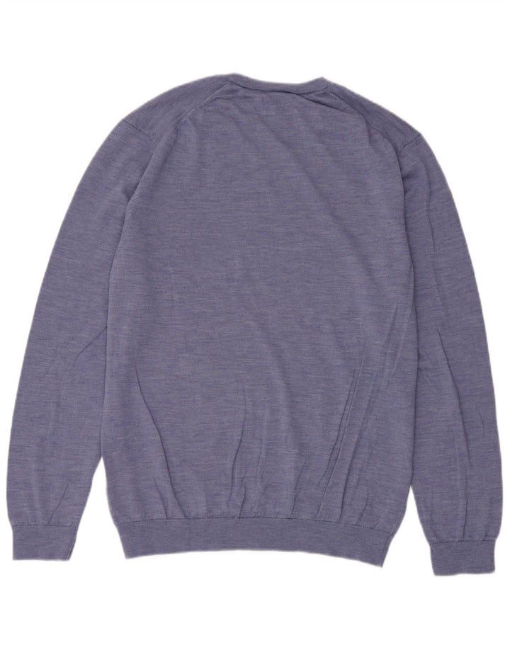 Marks & Spencer Herre sweater med rund hals XL Blå Merinould