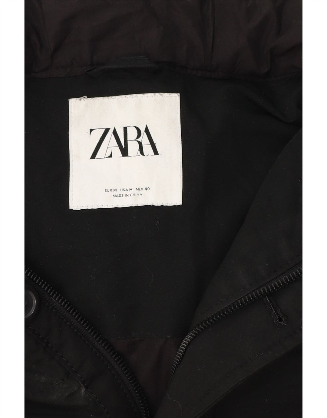 Zara Herre hættepolstret jakke UK 38 Medium Sort
