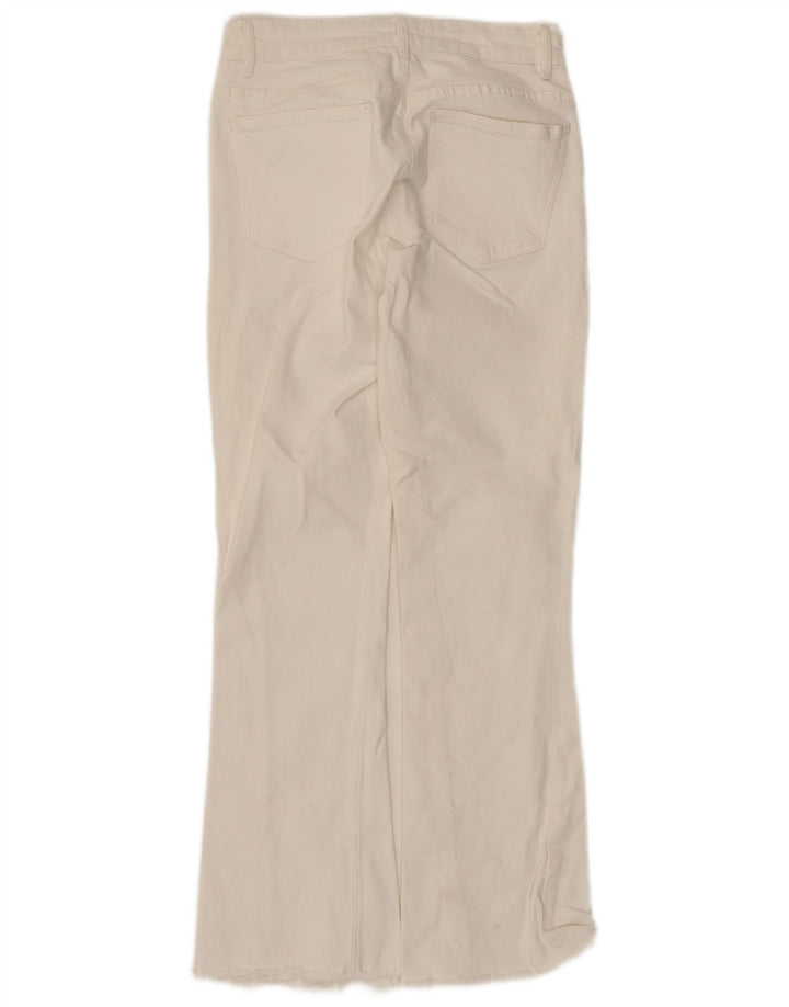 Zara Dame Flared Jeans EU 38 Small W28 L26 Hvid Bomuld