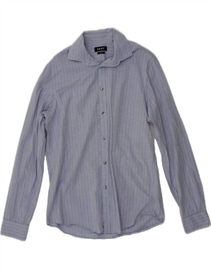 DKNY Mens Regular Fit Shirt Size 15 1/2 Medium Blue Check Cotton Vintage Dkny and Second-Hand Dkny from Messina Hembry 