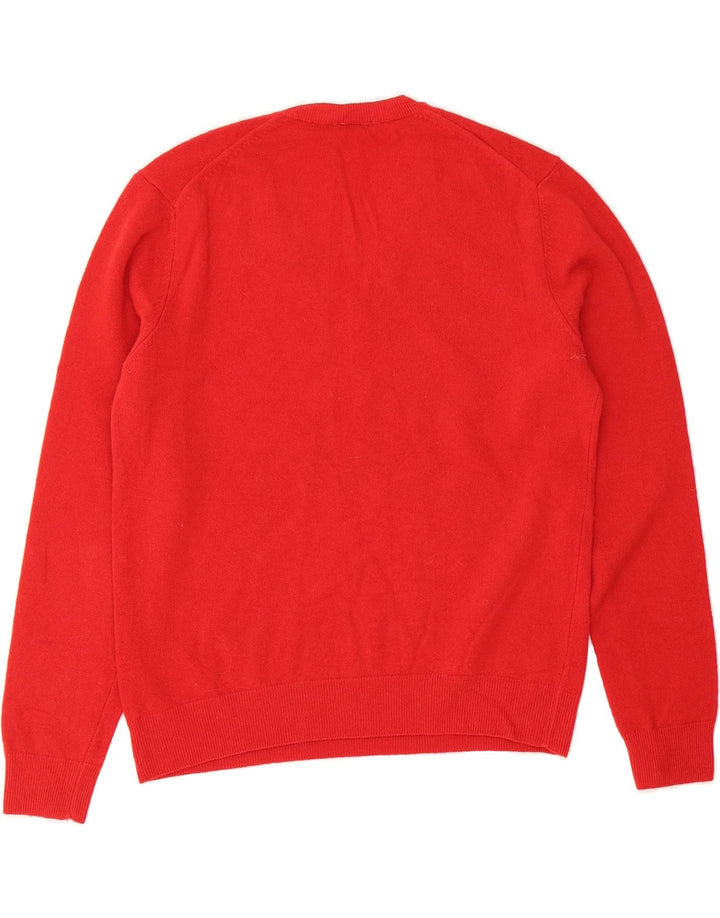 BENETTON Womens V-Neck Jumper Sweater UK 14 Large Red Vintage Benetton and Second-Hand Benetton from Messina Hembry 