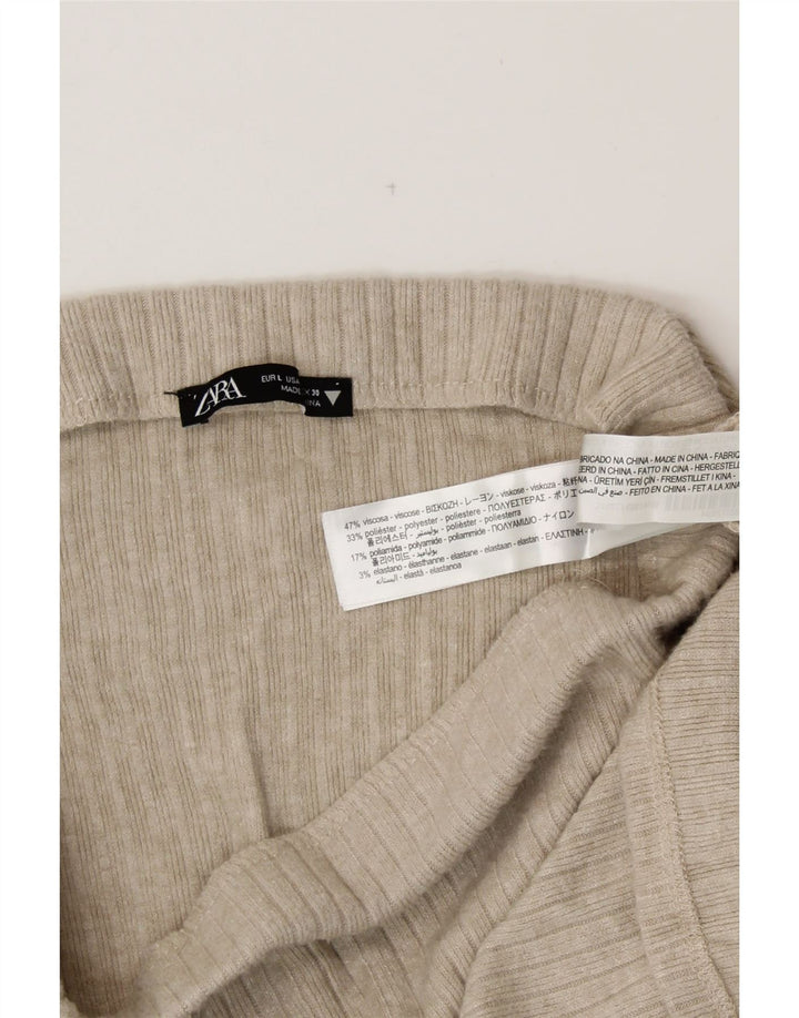 ZARA Midi-nederdel med høj talje til kvinder, stor W30 grå viskose