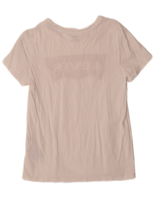 Levi's Grafisk T-shirt top til kvinder UK 12 Medium hvid bomuld
