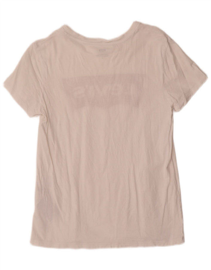 Levi's Grafisk T-shirt top til kvinder UK 12 Medium hvid bomuld