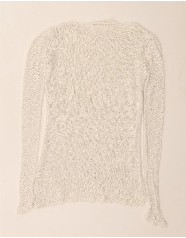 Zara Dame Boat Neck Jumper Sweater UK 14 Large Off White