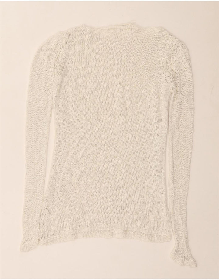 Zara Dame Boat Neck Jumper Sweater UK 14 Large Off White