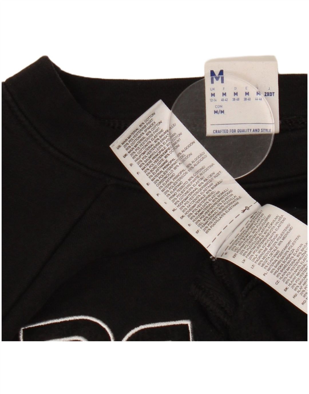 REEBOK Grafisk Sweatshirt Jumper UK 14 Medium Sort Bomuld