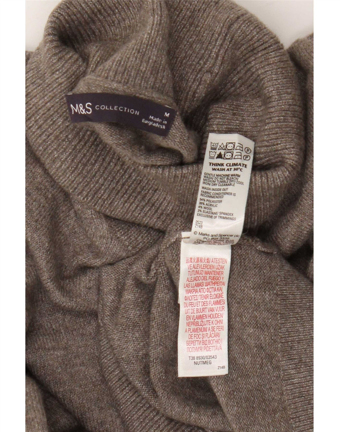 Marks & Spencer Herre rullehals sweater mellem brun polyester