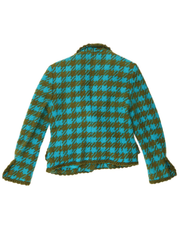 Carlisle Dame 1-knap blazerjakke UK 10 Small Blue Houndstooth Uld