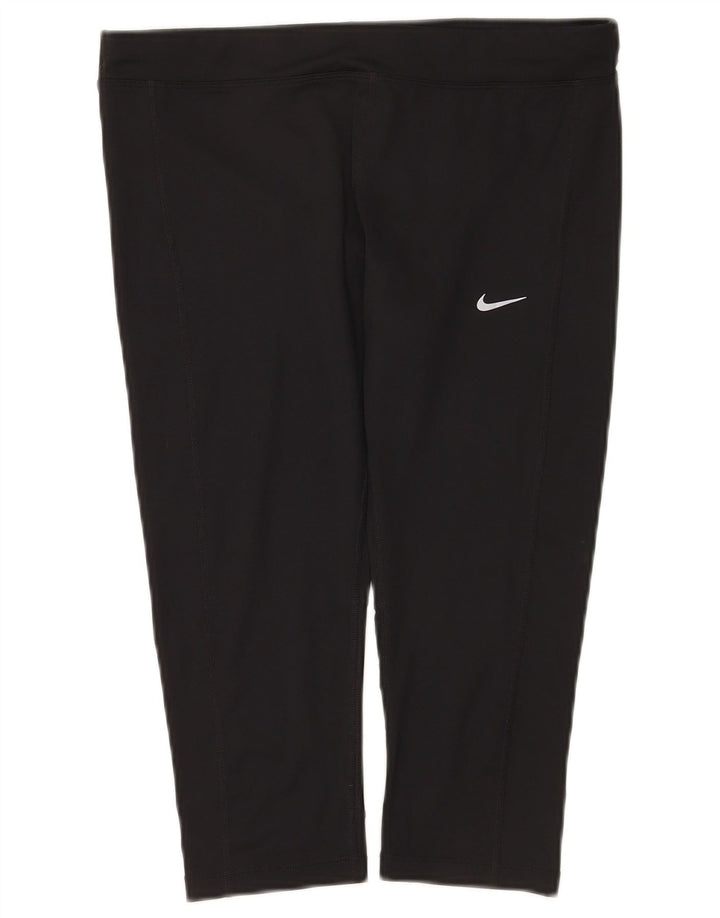 Nike Dame Dri Fit Capri Leggings UK 14 Large Black Polyester