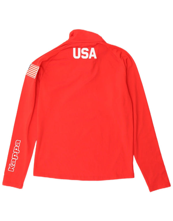 Kappa Herre Grafisk Zip Neck Pullover Træningsdragt Top Medium Rød Polyester