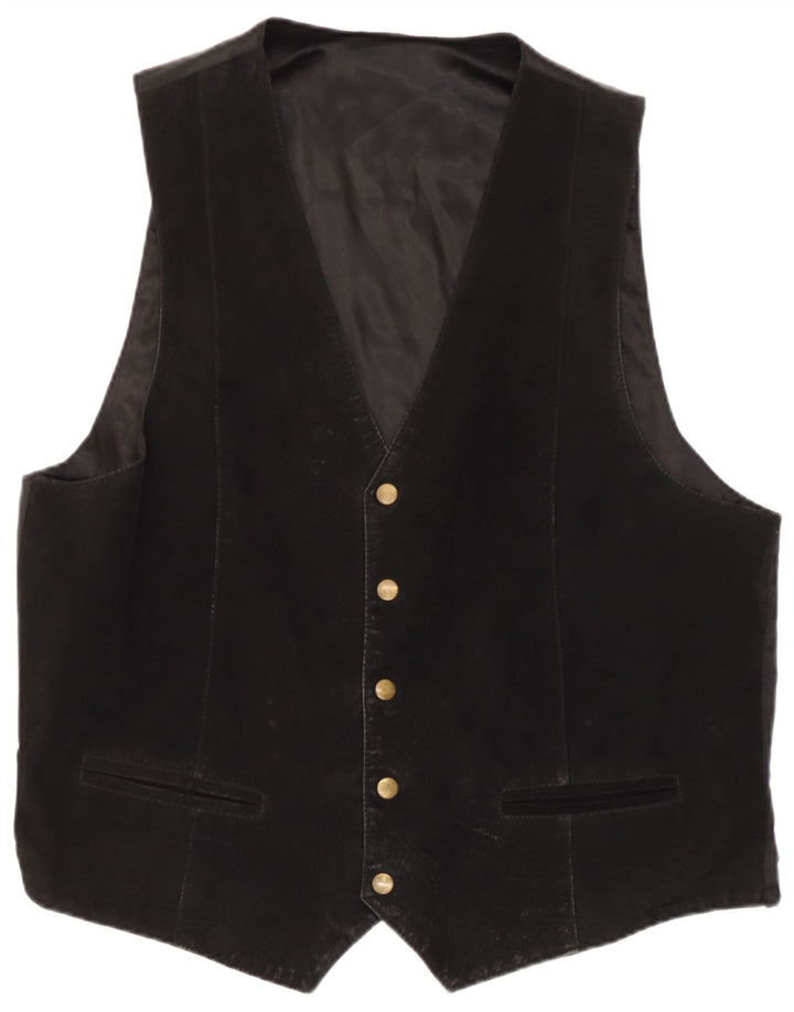 Vintage herre ruskind vest stort sort læder