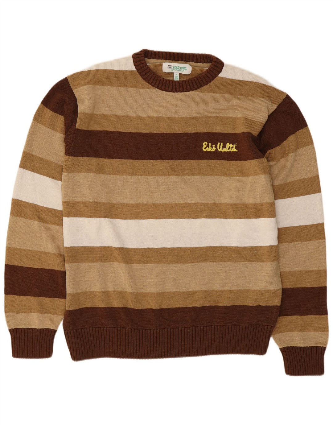 Ecko Unltd Herre Crew Neck Jumper Sweater Medium Brun Stribet Bomuld