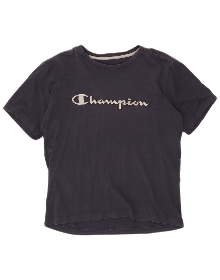 Champion Dame Grafisk T-Shirt Top UK 14 Medium Navy Blue