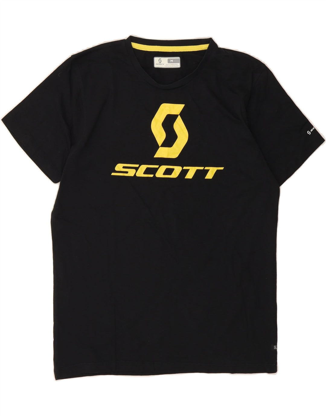 SCOTT Mens Graphic T-Shirt Top Medium Black Cotton Vintage Scott and Second-Hand Scott from Messina Hembry 