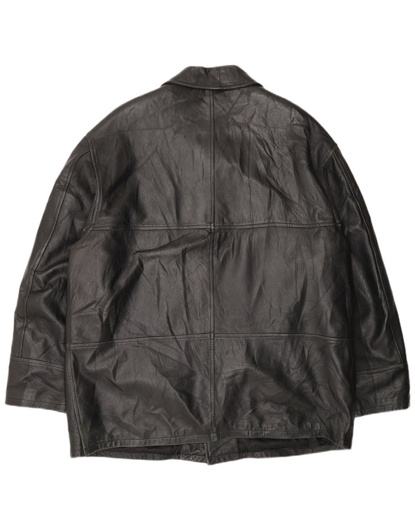 Vintage Herre Læderjakke IT 54 2XL Sort Læder