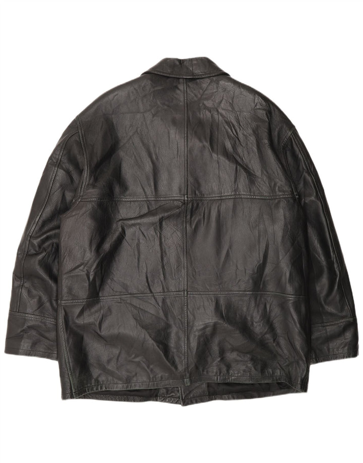 Vintage Herre Læderjakke IT 54 2XL Sort Læder