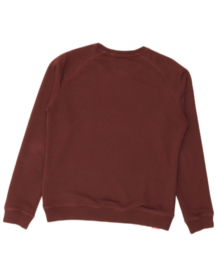 Alpha Industries Dame Grafisk Sweatshirt Jumper UK 10 Small Burgundy