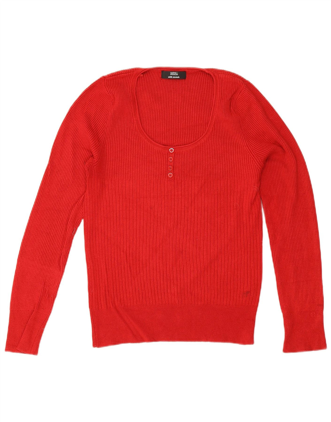 Marks & Spencer Dame Boat Neck Jumper Sweater UK 12 Medium Red Viscose
