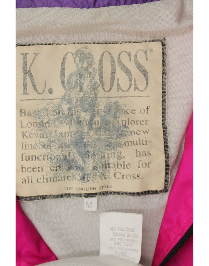 VINTAGE Mens Hooded Rain Jacket Medium Purple Colourblock Polyamide Vintage Vintage and Second-Hand Vintage from Messina Hembry 