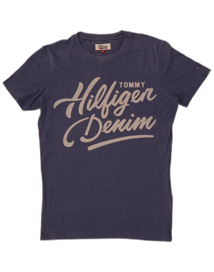 Tommy Hilfiger Herre grafisk T-shirt Top XS Marineblå polyester