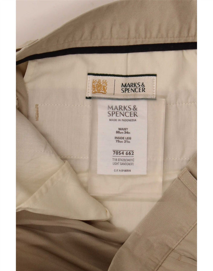 Marks & Spencer Herre Pegged Chino Bukser W34 L31 Beige Lyocell