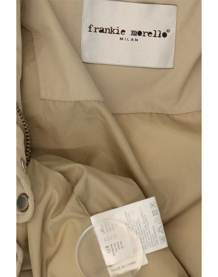Frankie Morello Dame Hætte Polstret Jakke IT 42 Lille Beige Polyester
