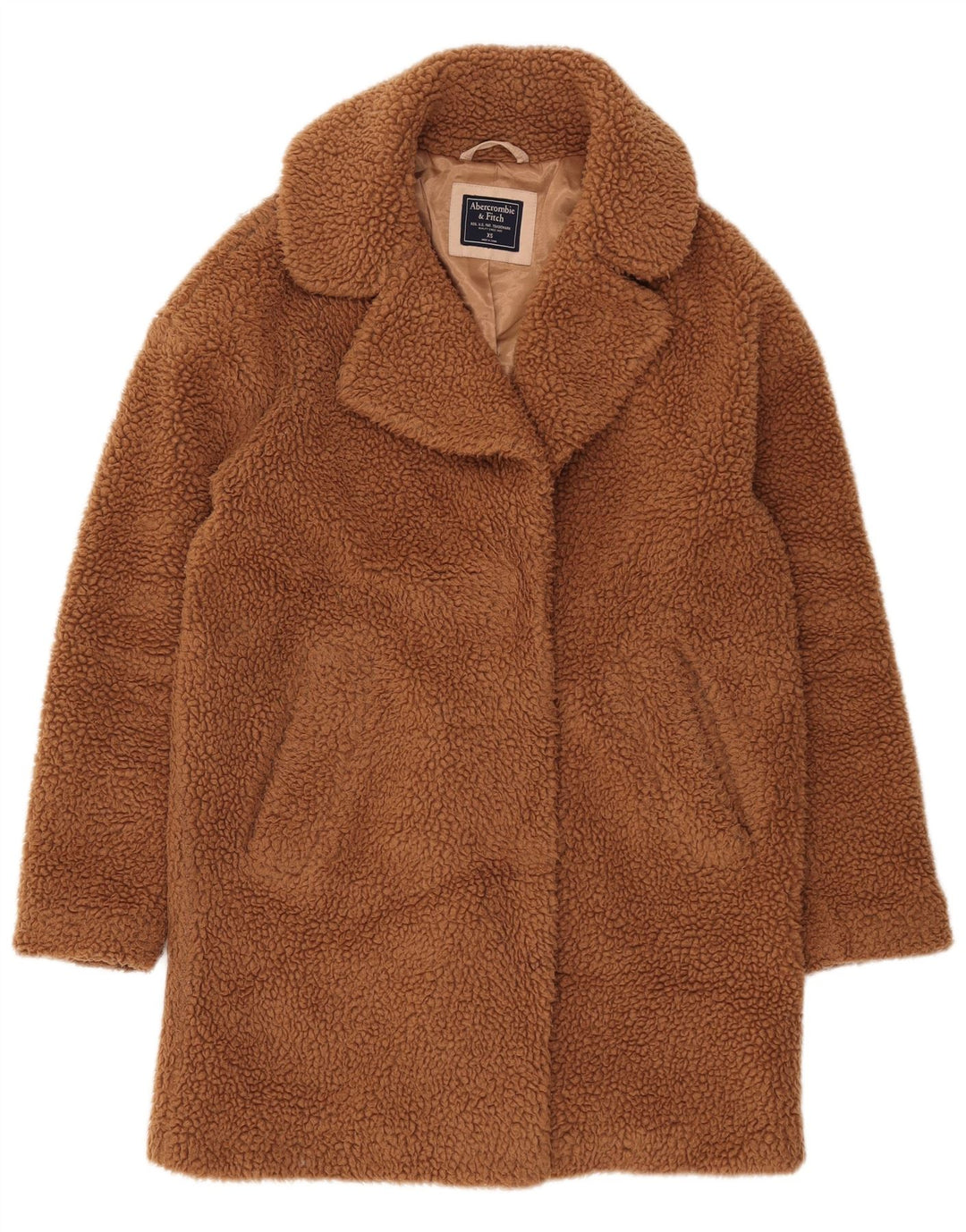 Abercrombie & Fitch Dame Teddy Oversized Overfrakke UK 6 XS Brun Polyester