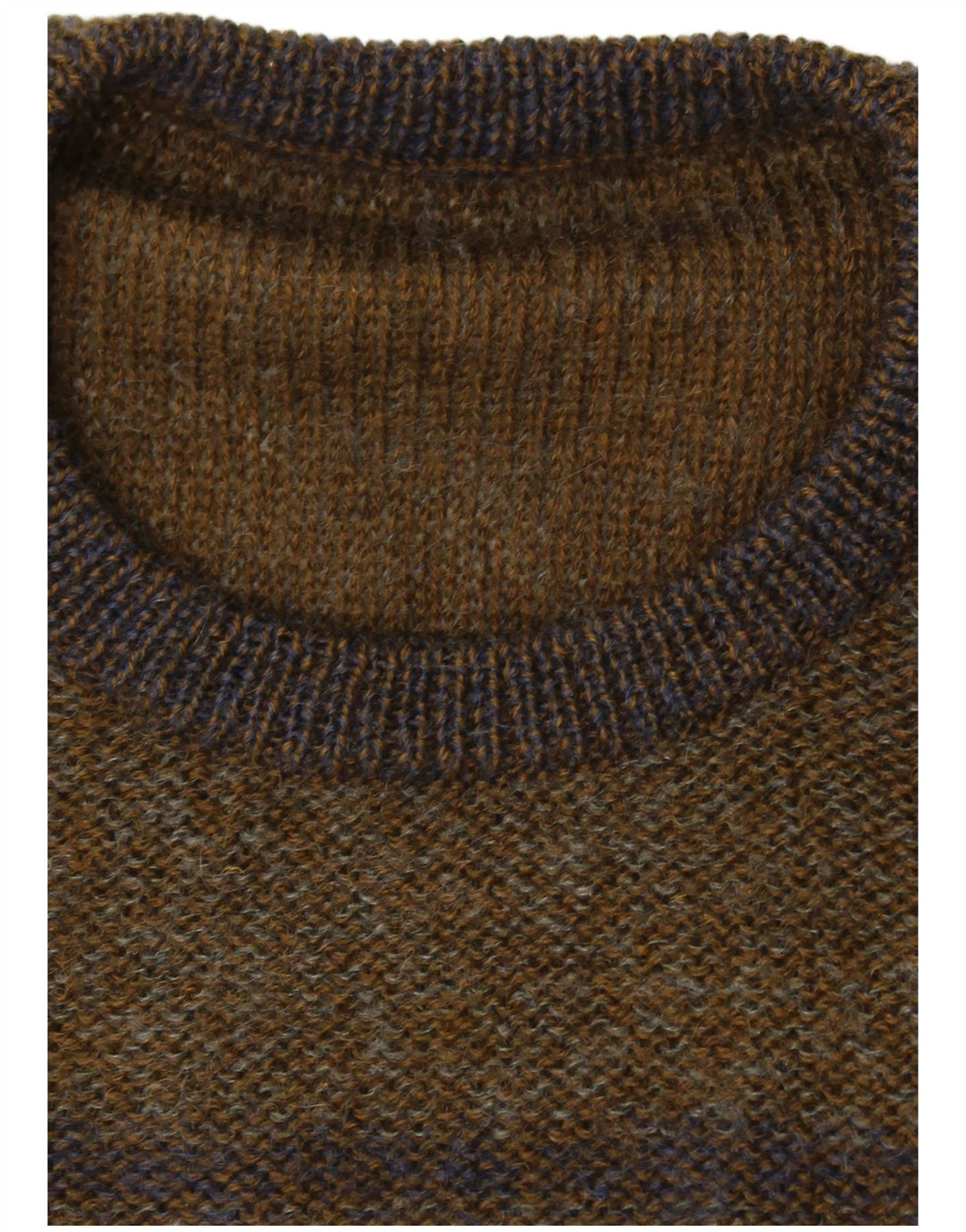 VINTAGE Herre Crew Neck trøje Sweater Large Khaki Colourblock