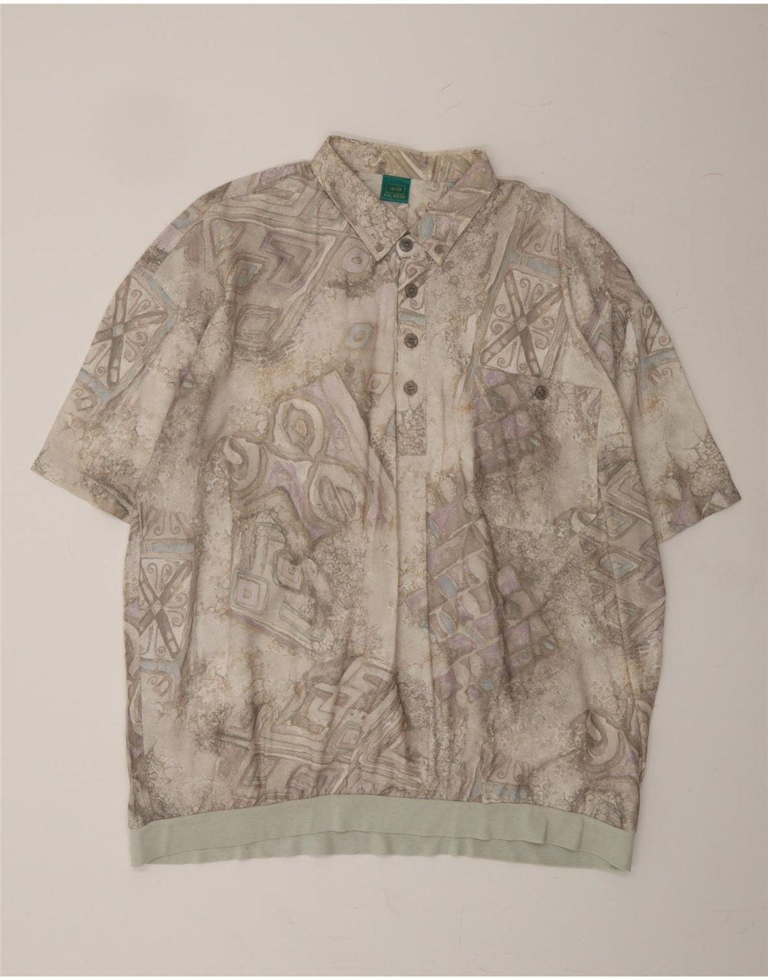 CANDA Mens Short Sleeve Pullover Shirt 2XL Grey Geometric Vintage Canda and Second-Hand Canda from Messina Hembry 