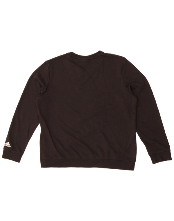 Adidas Dame Grafisk Sweatshirt Jumper UK 20/22 XL Sort Bomuld