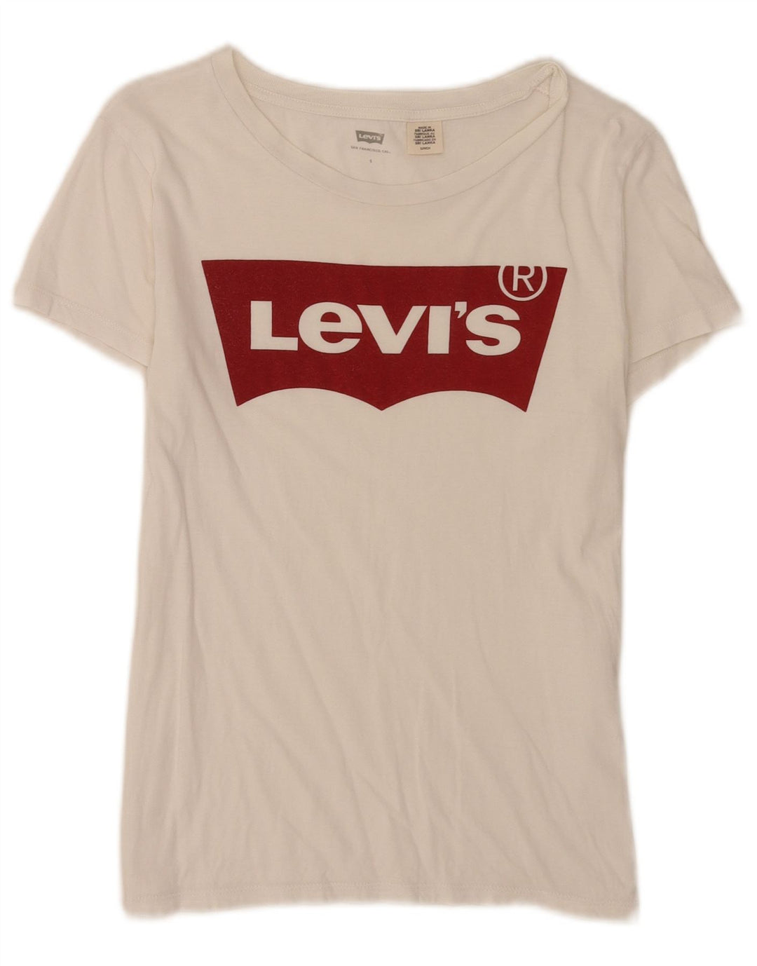 Levi's Dame Grafisk T-Shirt Top UK 10 Small White