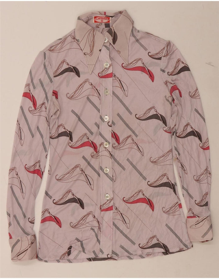 VINTAGE Womens Abstract Pattern Shirt IT 46 Large Grey Vintage Vintage and Second-Hand Vintage from Messina Hembry 