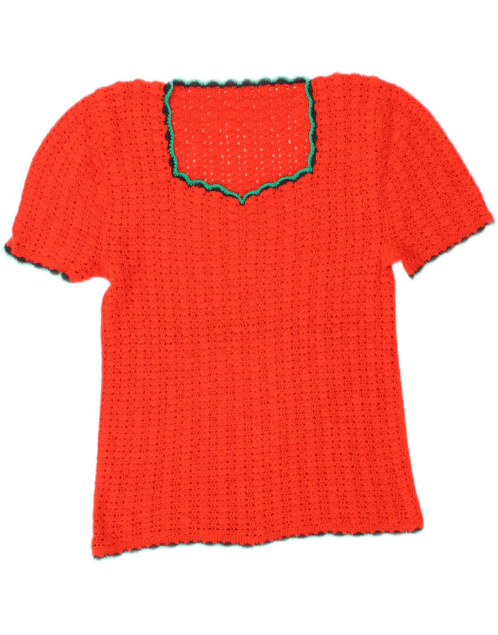 VINTAGE Womens Crochet Blouse Top UK 10 Small Red Vintage Vintage and Second-Hand Vintage from Messina Hembry 