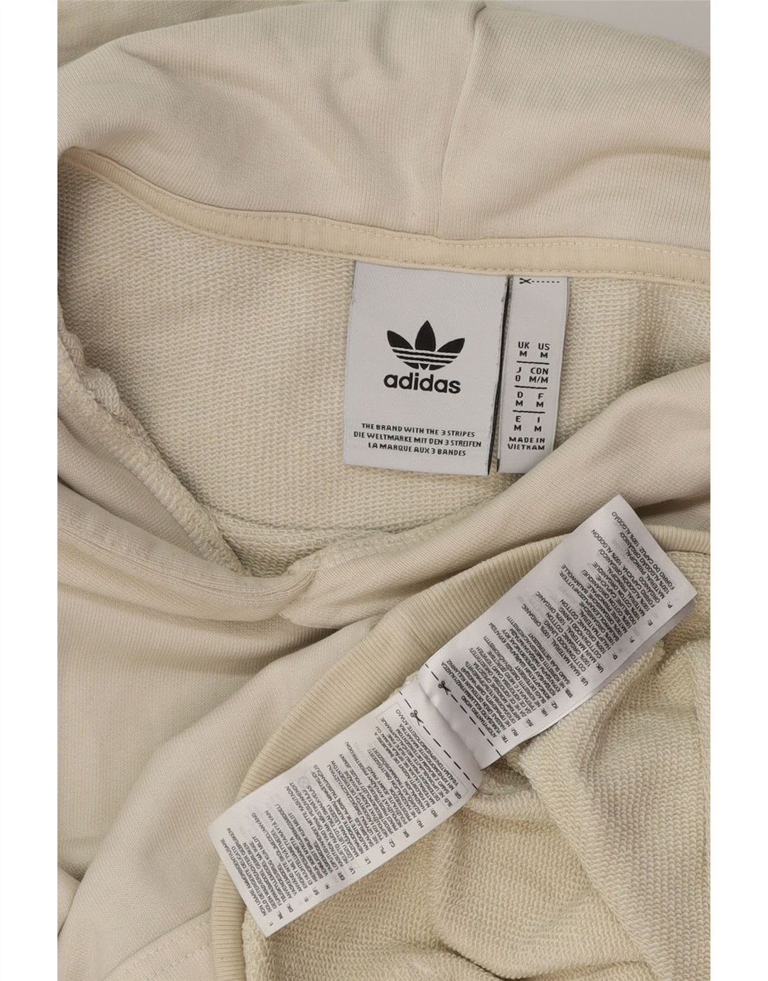ADIDAS Dame Hættetrøje UK 14 Medium Off White Bomuld