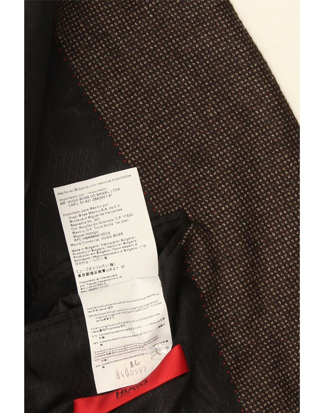Hugo Boss Herre 2-knaps blazerjakke US 44 2XL brun plettet uld