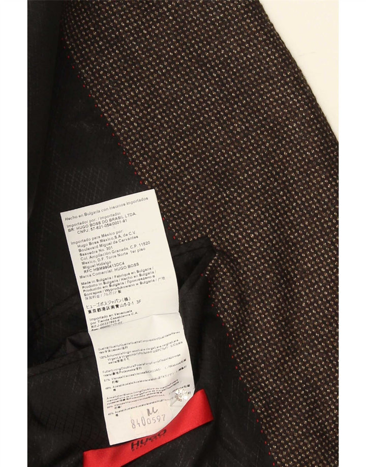 Hugo Boss Herre 2-knaps blazerjakke US 44 2XL brun plettet uld